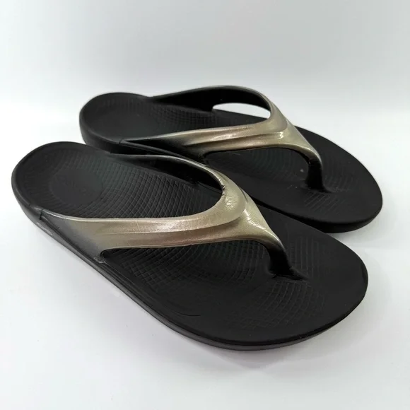 OOFOS OOLALA Luxe Thong Flip Flop Sandals Latte 42/US 11 - Picture 7 of 14